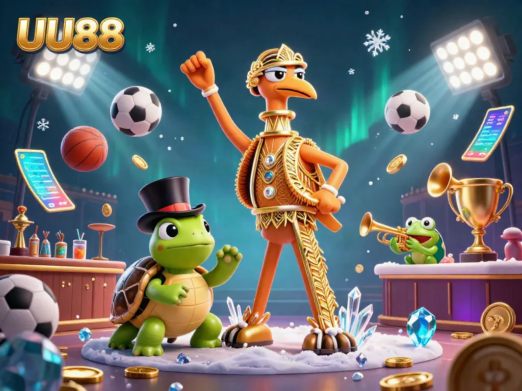 UU88 themed illustration showcasing vibrant gambling elements in a dynamic speakeasy scene.