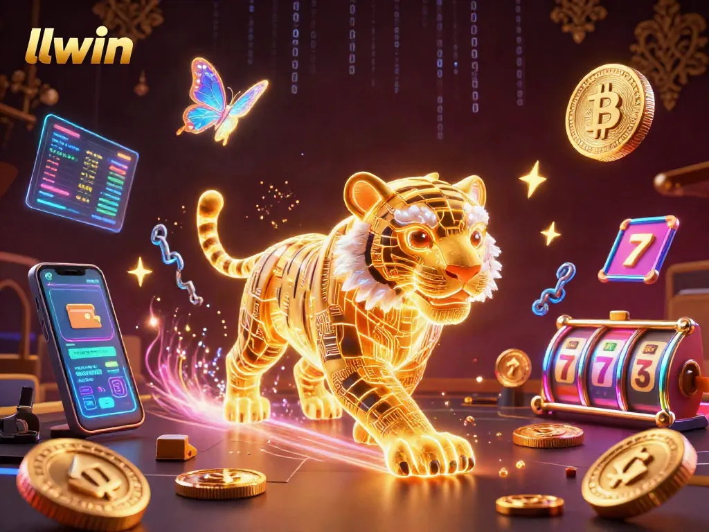 Win big at llwin with a vibrant 3D casino scene showcasing crypto elements and immersive gameplay.