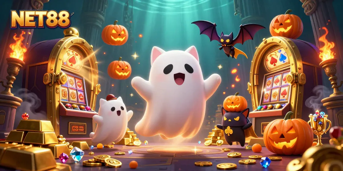 Engage in thrilling casino adventures with NET88 in a spooky haunted mansion filled with treasure.