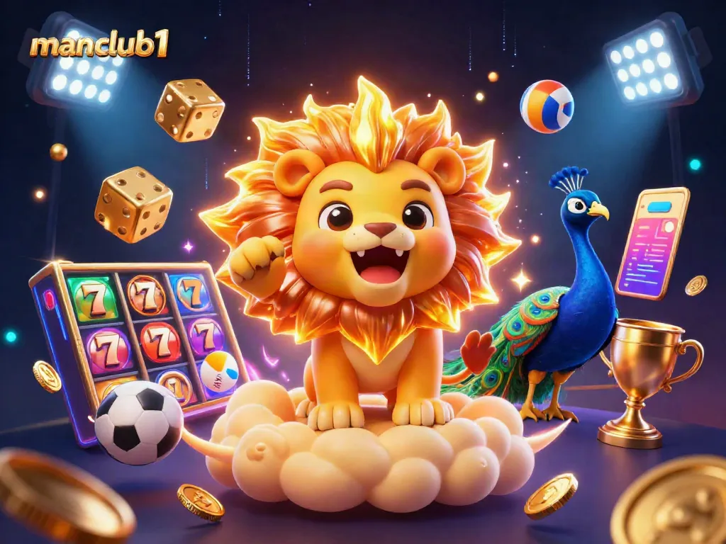 Experience thrilling casino gameplay with manclub1, featuring vibrant 3D characters and gaming elements.