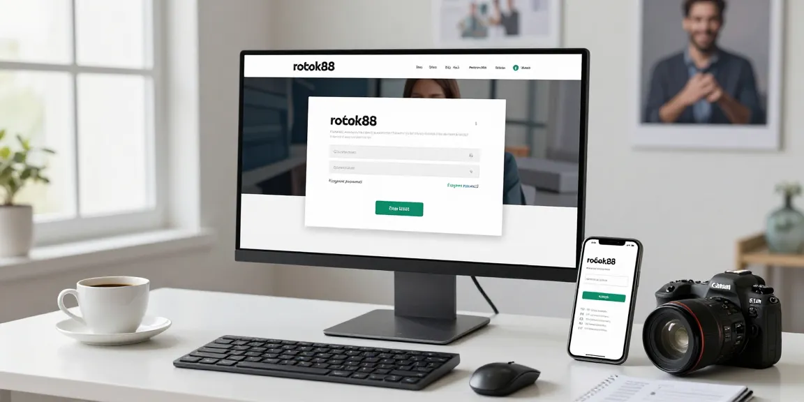 Engaging with the rokok88 login page on a modern workspace desktop setup.