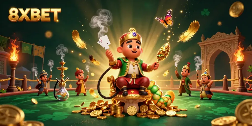 Win big with 8XBET in an enchanting casino world featuring vibrant characters and immersive gameplay elements.