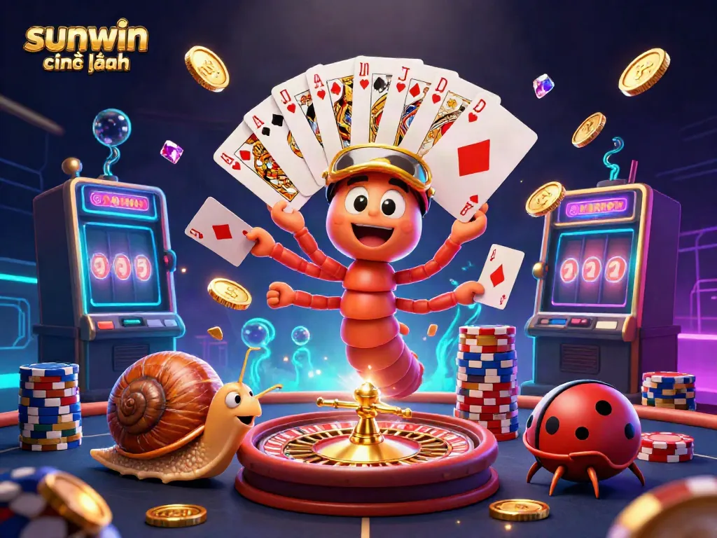 Experience thrilling gameplay with "sunwin chính hãng" featuring colorful playing cards and vibrant casino elements.