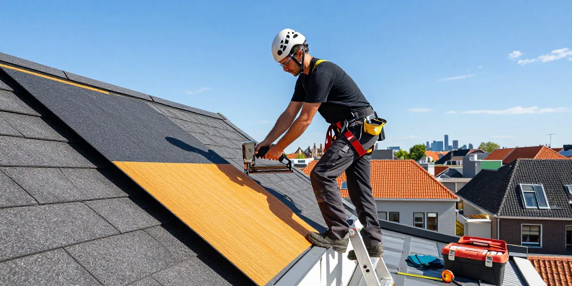 Expert dakdekker den haag applying new roofing materials on a modern home rooftop.