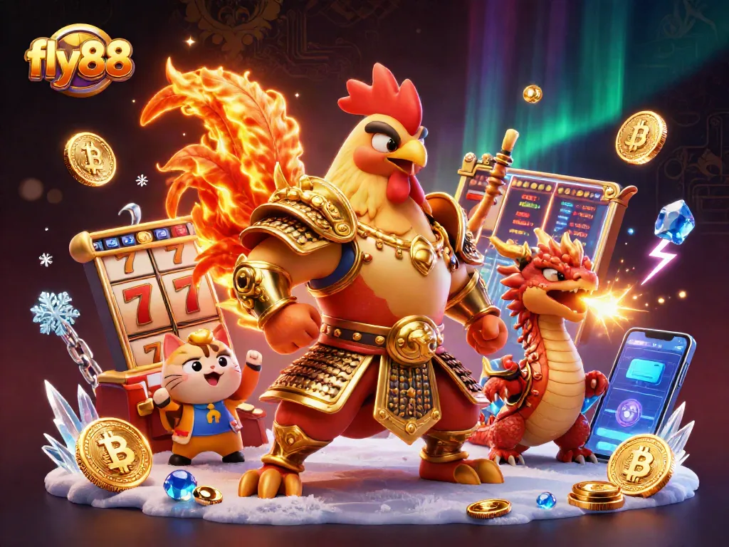 Experience thrilling action with fly88's powerful characters in a dynamic online casino scene.