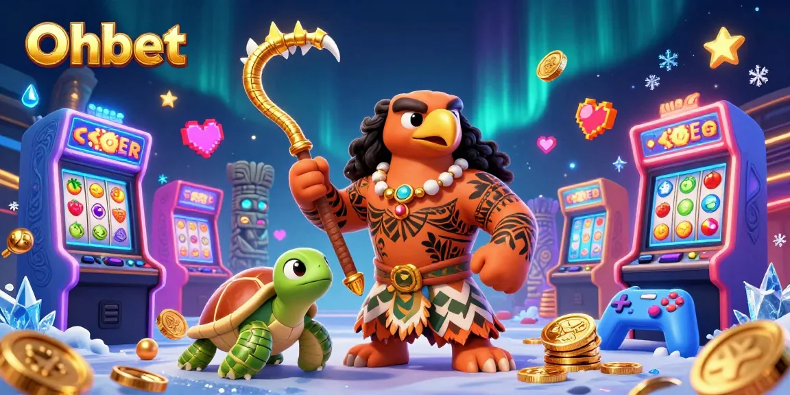 Experience thrilling slots with Oxbet in this vibrant, 3D casino illustration featuring dynamic characters and game elements.
