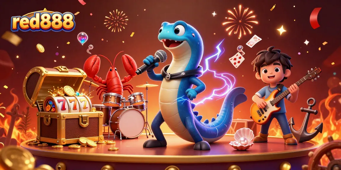 Experience red888's exhilarating underwater casino with electric eel DJ, vibrant treasures, and festive ambiance.