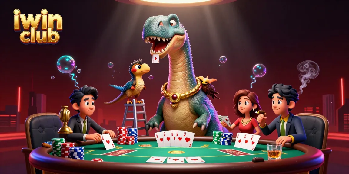 Experience thrilling card action at iwin club with a massive brontosaurus overseeing the action!