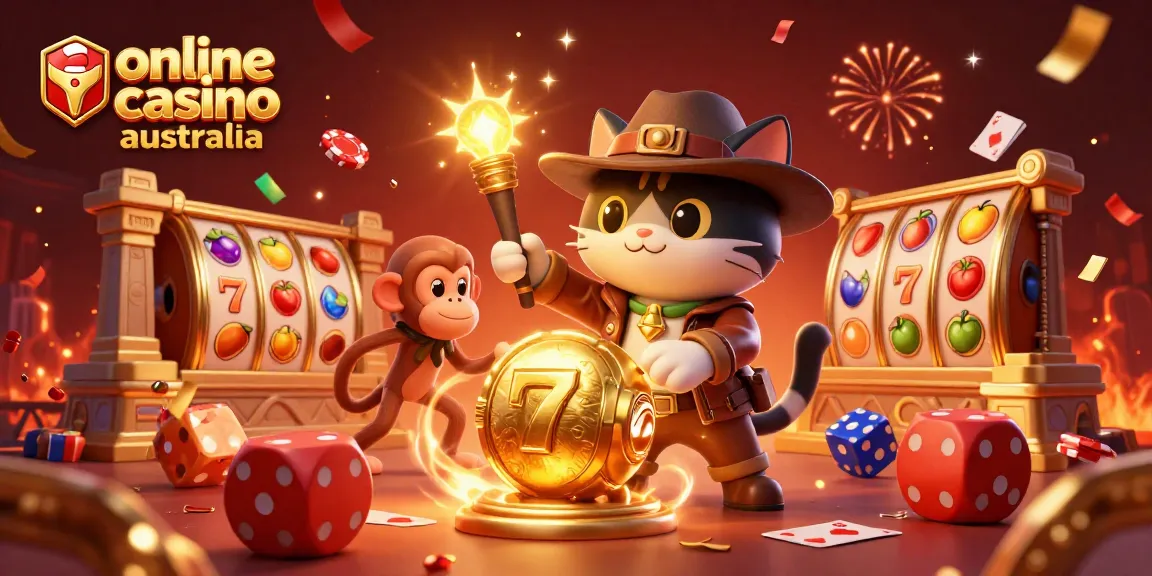 Experience thrilling adventures in online casino Australia with an archaeologist cat and a monkey companion.