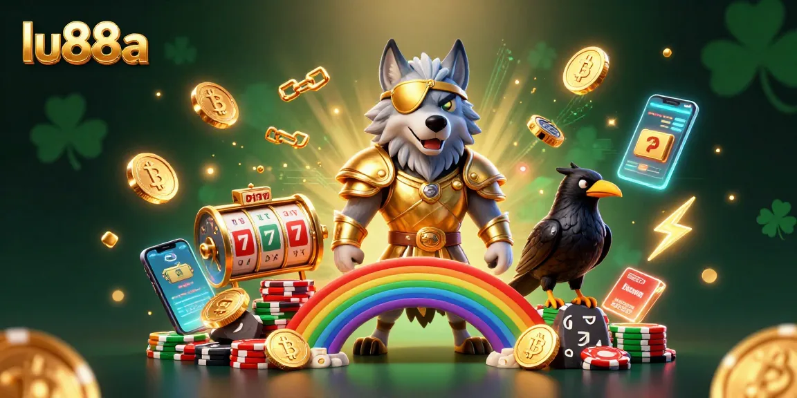Experience the excitement of lu88a with captivating Norse mythology characters and gambling elements in a vibrant scene.