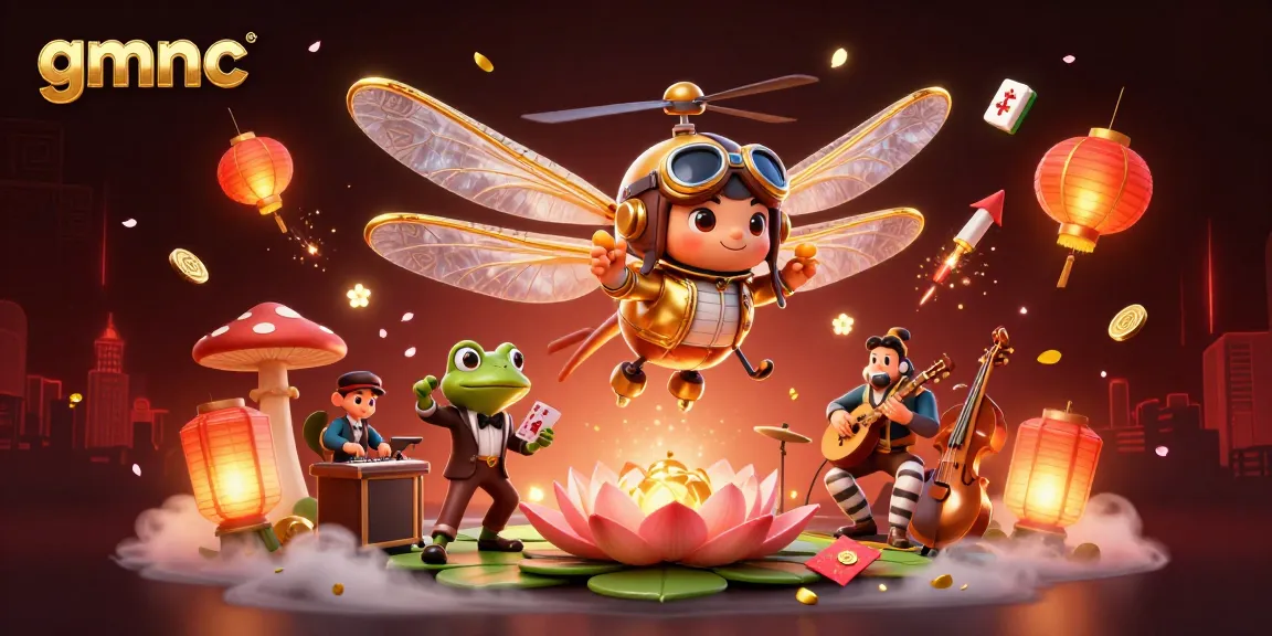 Join the gmnc action as a dragonfly pilot hovers above an enchanting lily pad casino scene.