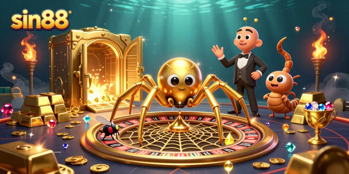 Place your bets at sin88 with a vibrant 3D casino illustration showcasing gambling excitement.