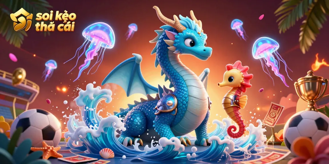 Engage with soi kèo nhà cái strategies through dynamic sports betting elements in a vibrant 3D scene.