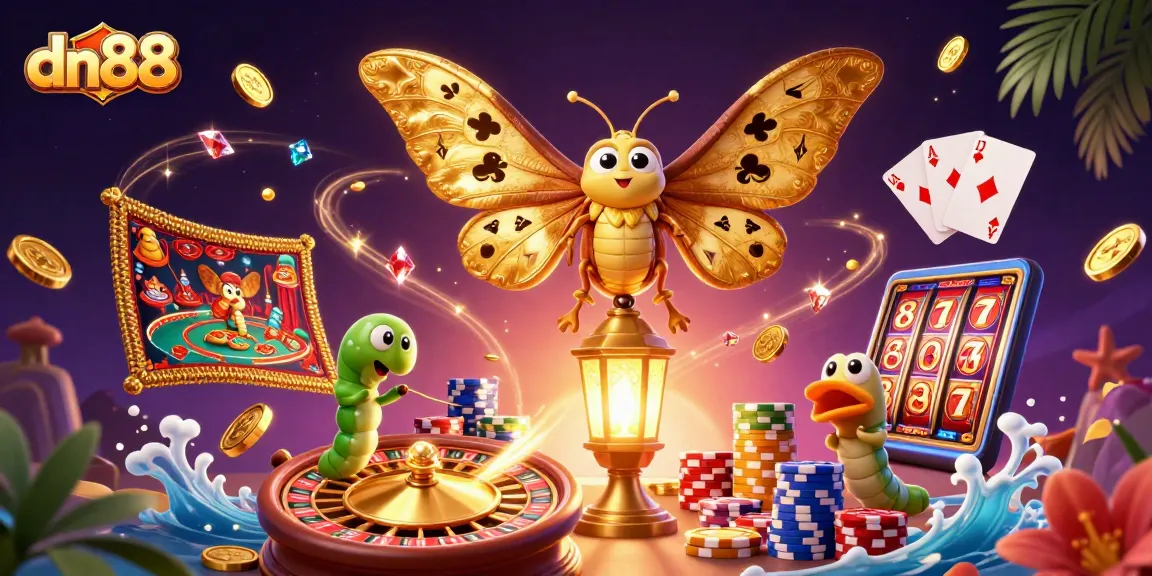 Spin vibrant casino games at dn88 with stunning visuals of moth and treasure.