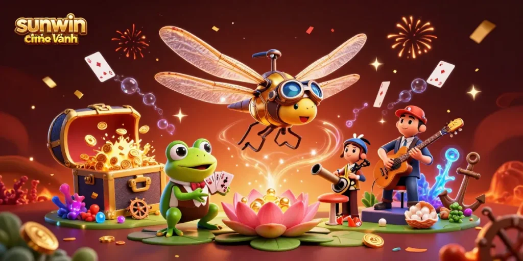 Experience thrilling gameplay with sunwin chính hãng in a vibrant casino scene featuring unique characters and dynamic elements.