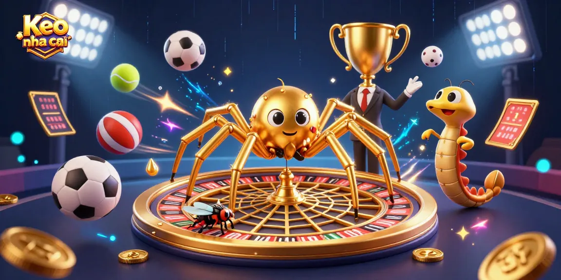 Place your bets smartly with Keo nha cai; a vibrant casino-themed illustration showcasing dynamic gaming elements.