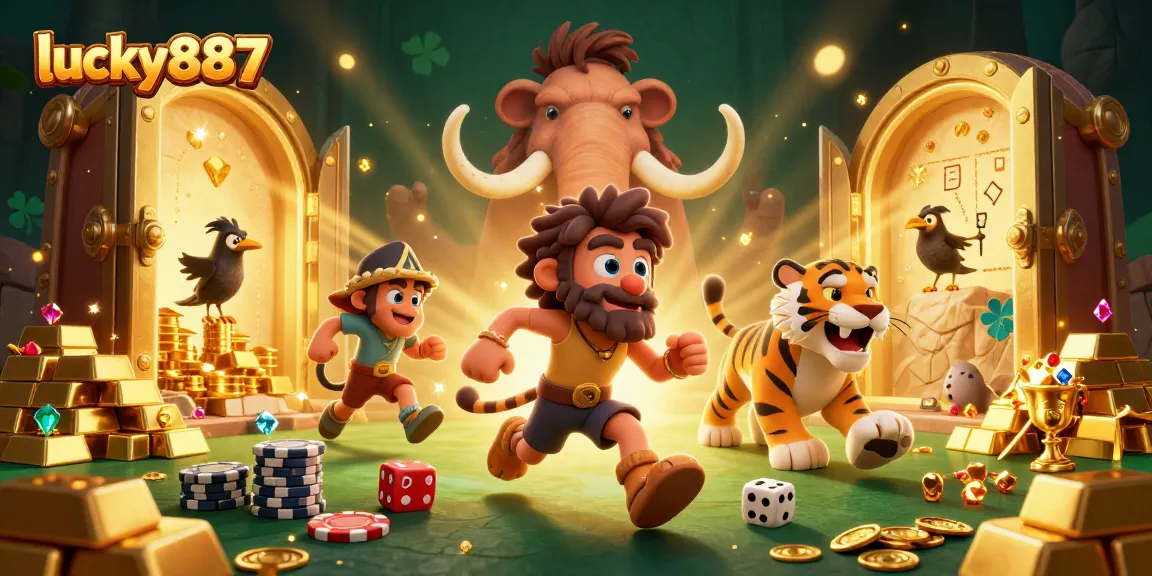 Experience thrilling wins with lucky887 in this vibrant casino scene filled with treasures.