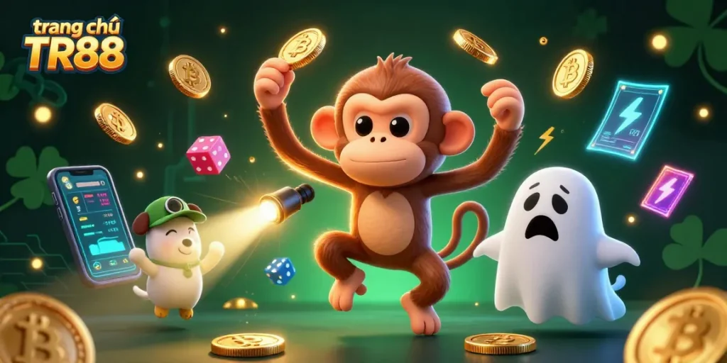 Engage in action at trang chủ TR88 with thrilling 3D casino game elements and a lively poltergeist scene.