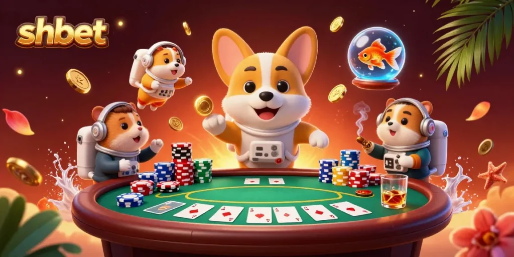Engage with SHBET’s exciting gaming experience featuring an astronaut corgi and casino elements.